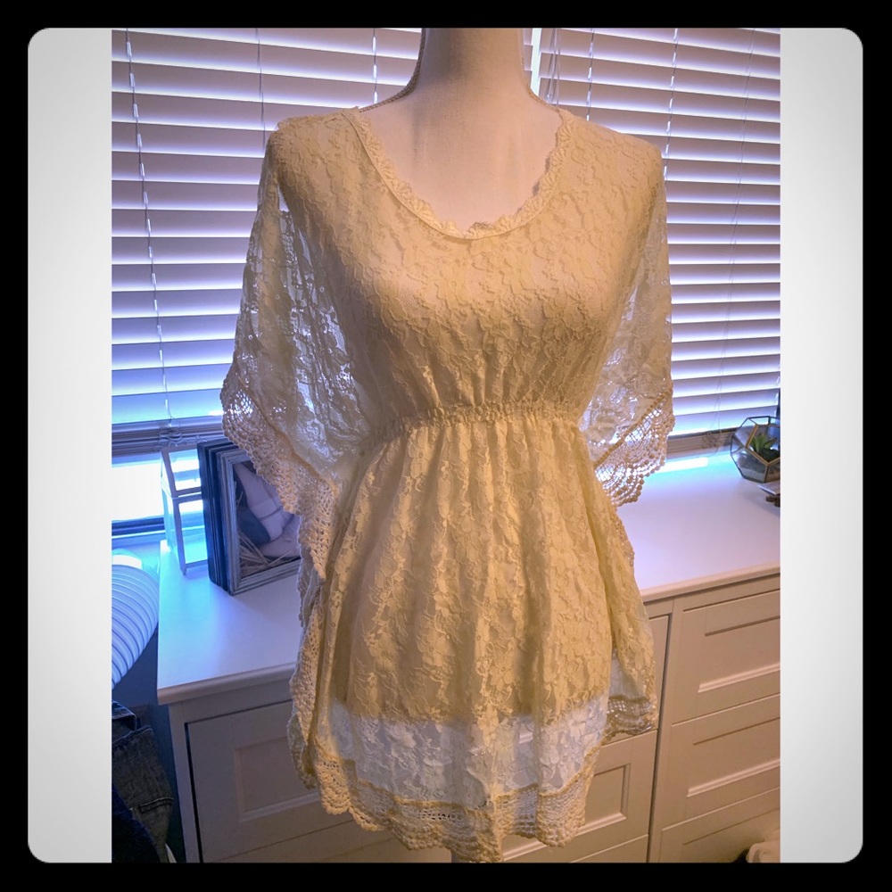Lace kaftan style boho top